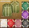 Roman Vestments with French Cross on Chasuble back; all Liturgical colours
