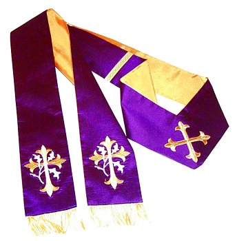 Confessional Stole with Embroidered Crosses