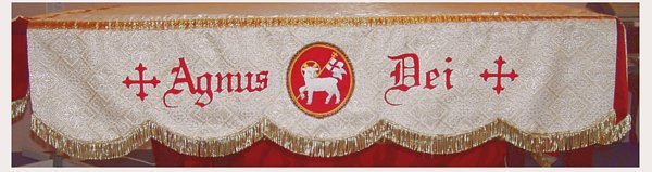 Ornate Processional Canopy with Real Metal Church Fabric side panels, bullion fringing, embroidered 