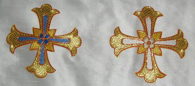 Bullion Embroidered Cross Gold/white