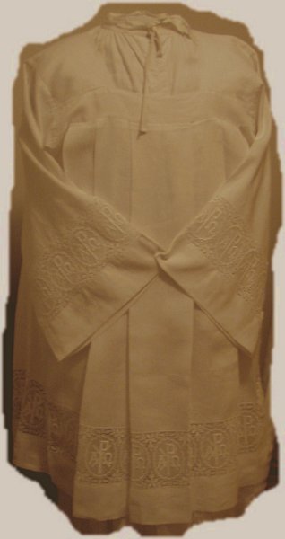 New! Pure Linen Surplice/Cotta with Pax Lace insets.
