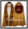 Spanish style Roman cope in gold church fabric with ornate embroidery